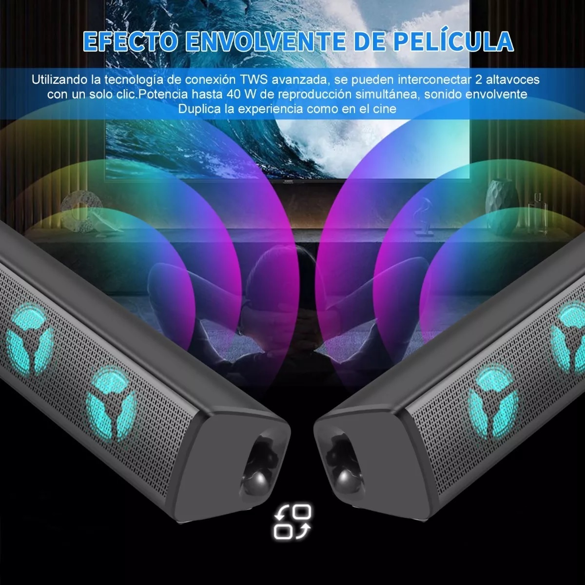 Bocina Para Tv Bluetooth Barra Sonido Pequeña Con Rgb Rca.