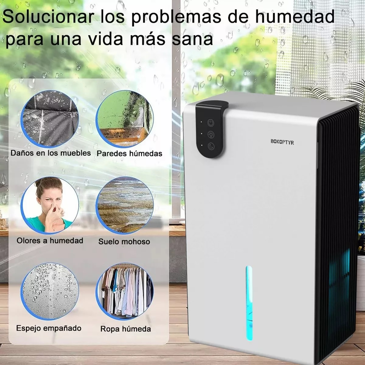 Deshumidificador Eléctrico Silencioso Inteligente Eficiente Blanco.