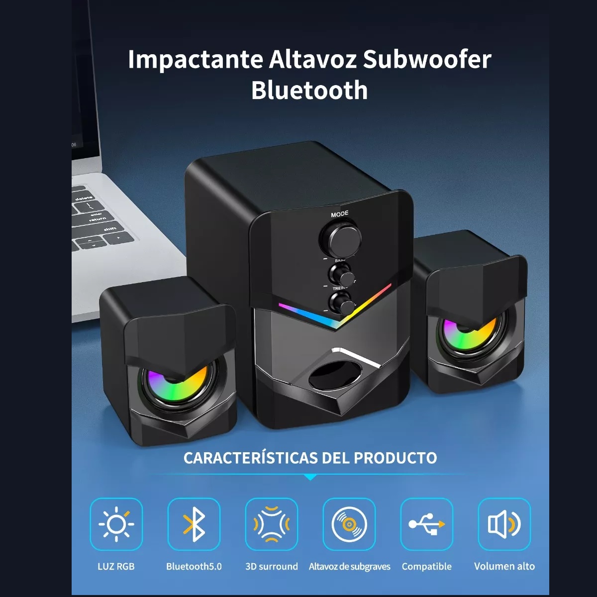 Bocinas Para Pc Subwoofer Bluetooth Luces Led Con Gamer/tv.