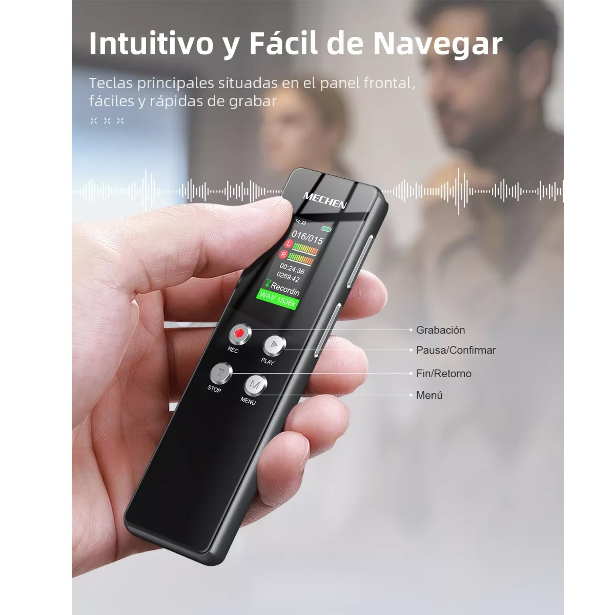 Grabadora De Voz Reducción Del Ruido Portatil Mp3 Hifi 64gb.