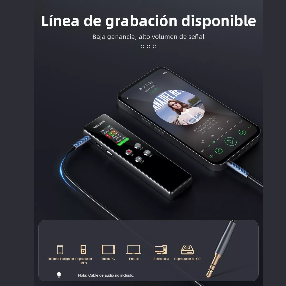 Grabadora De Voz Reducción Del Ruido Portatil Mp3 Hifi 64gb.
