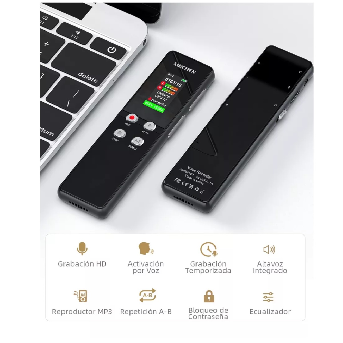 Grabadora De Voz Reducción Del Ruido Portatil Mp3 Hifi 64gb.