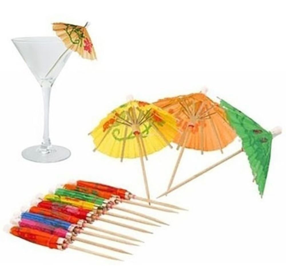 100 Sombrillitas Para  Cóctel Palillo Bebida Fiesta Boda.
