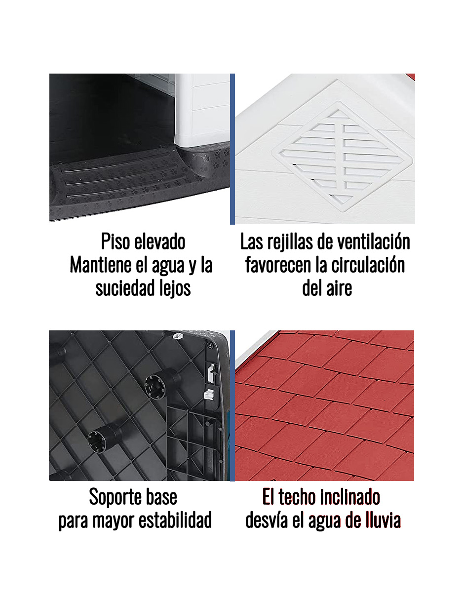 CASA DE PLÁSTICO EXTERIOR TÉRMICA ZEN PARA MASCOTAS RAZA GRANDE ROJA.