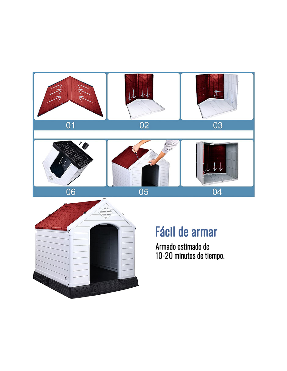 CASA DE PLÁSTICO EXTERIOR TÉRMICA ZEN PARA MASCOTAS RAZA GRANDE ROJA.