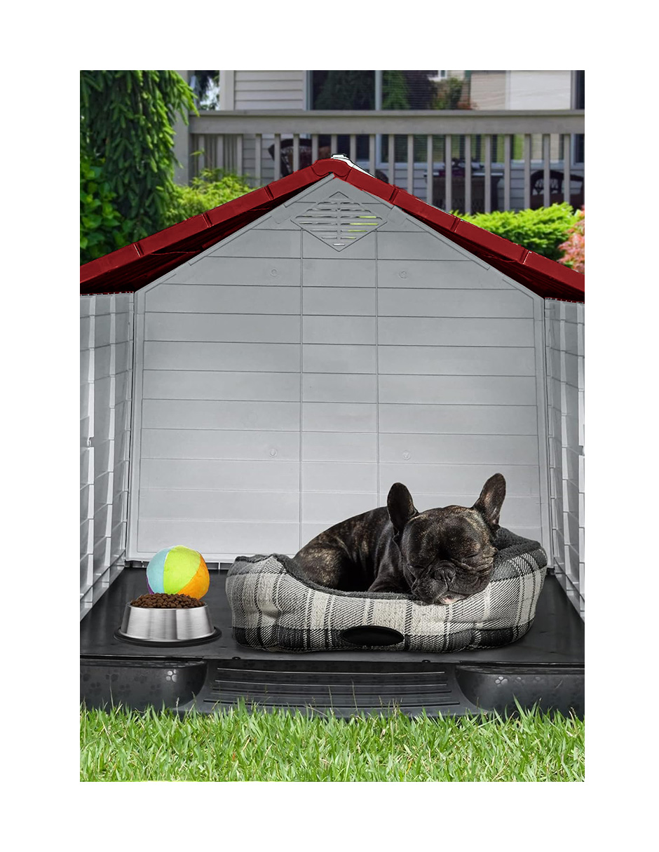 CASA DE PLÁSTICO EXTERIOR TÉRMICA ZEN PARA MASCOTAS RAZA GRANDE ROJA.