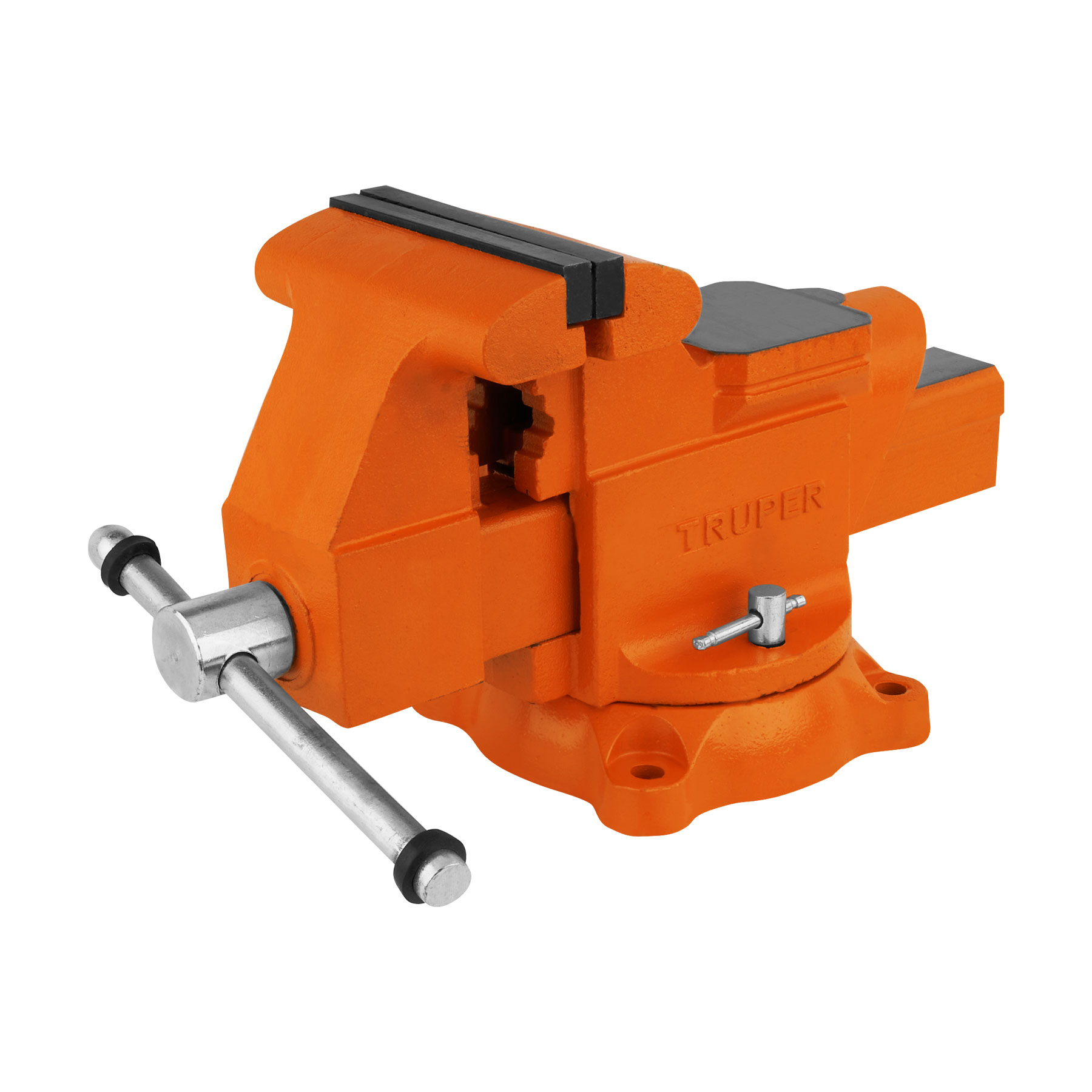 Tornillo de banco Truper 6 pul uso industrial de hierro nodular 18594 naranja