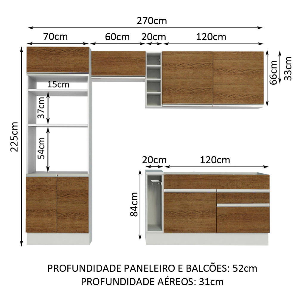 Cocina Integral Completa Modular Madesa Glamy 270cm MM 01.