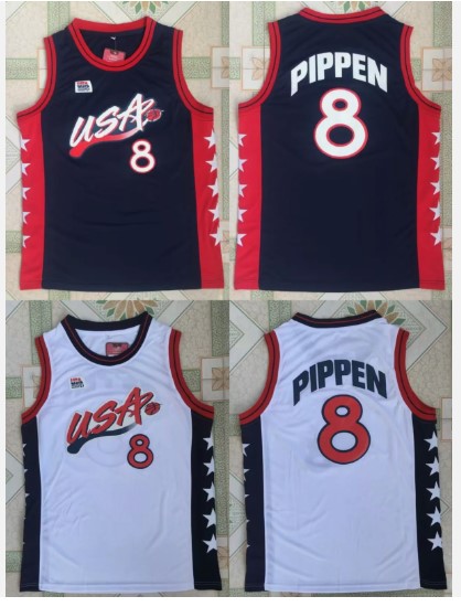Nuevo! Jersey Basketball Dream Team Estados Unidos USA 1996 BORDADO Blanco Pippen 8 Talla L.