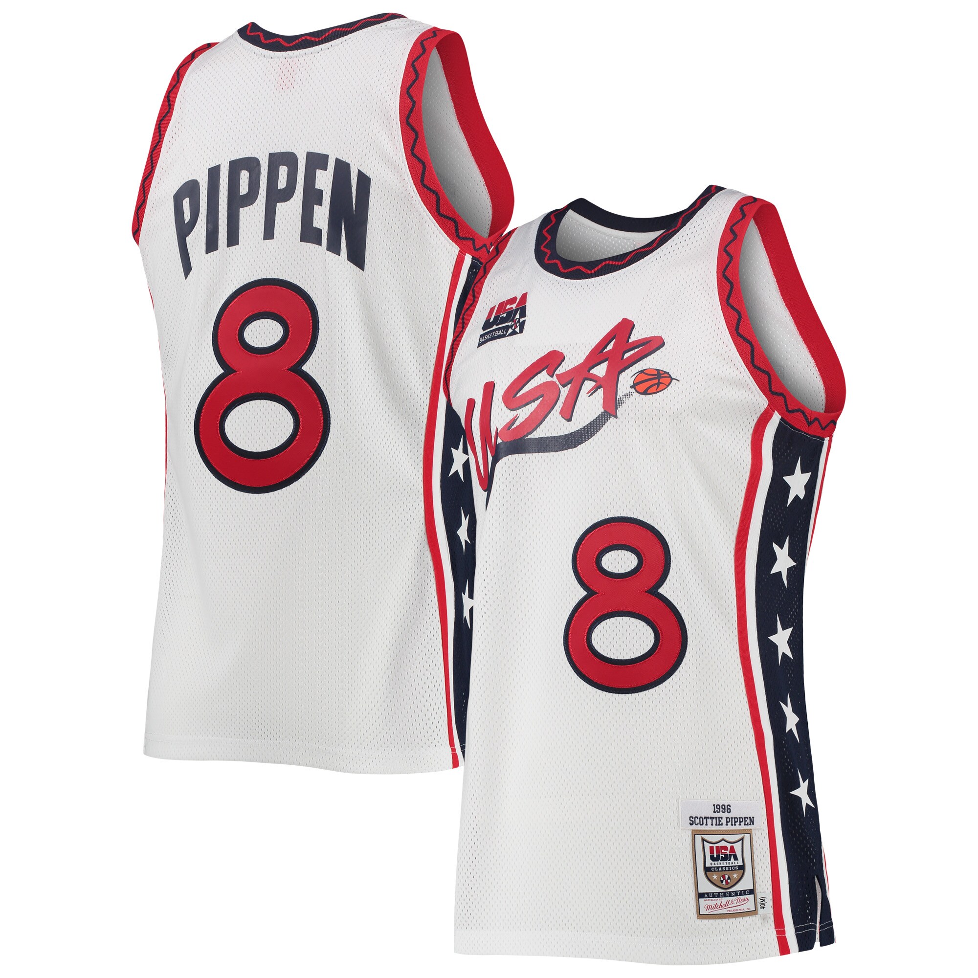 Nuevo! Jersey Basketball Dream Team Estados Unidos USA 1996 BORDADO Blanco Pippen 8 Talla L.