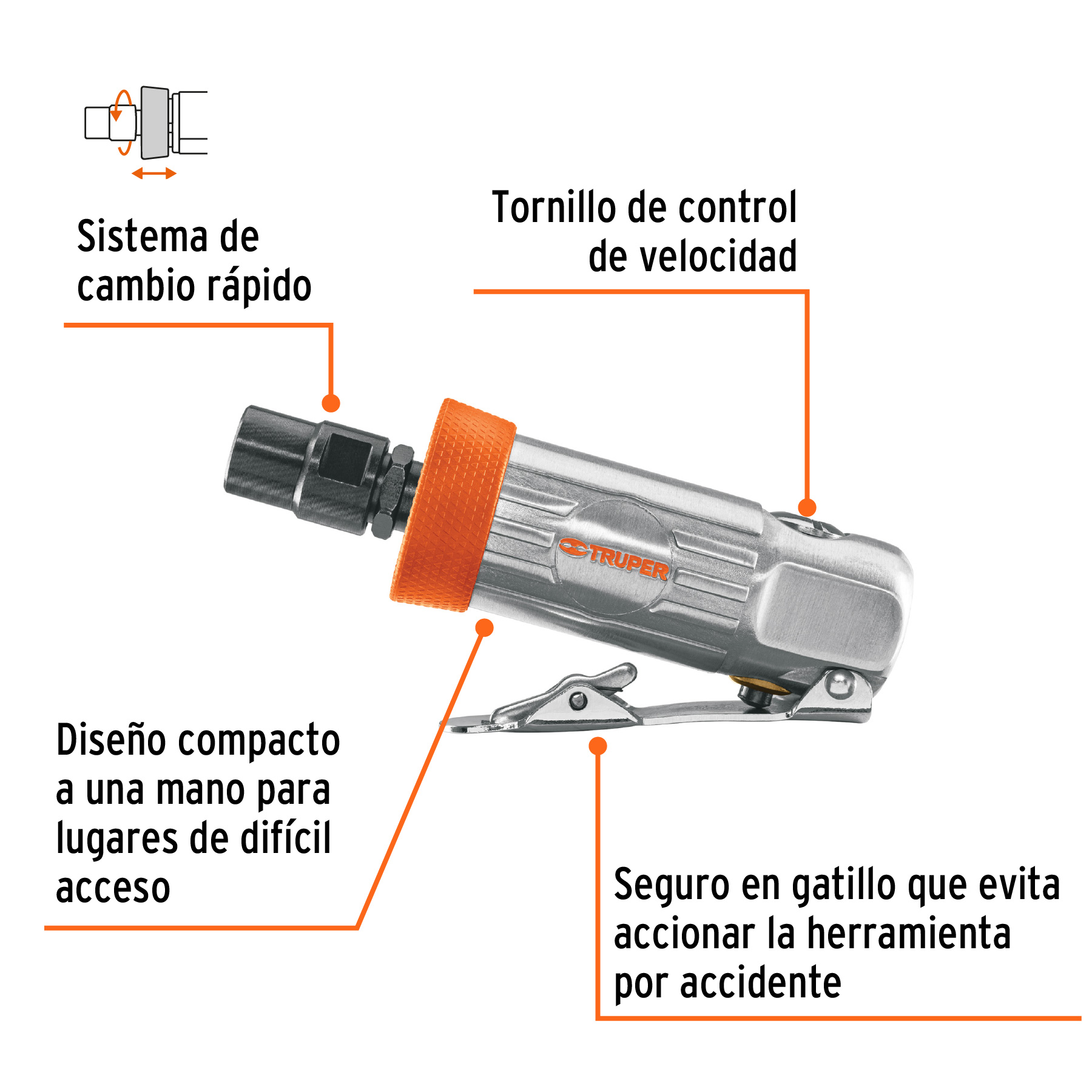 kit de herramientas para rectificador neumático conexión de entrada de aire 1/4" NPT,90psi.