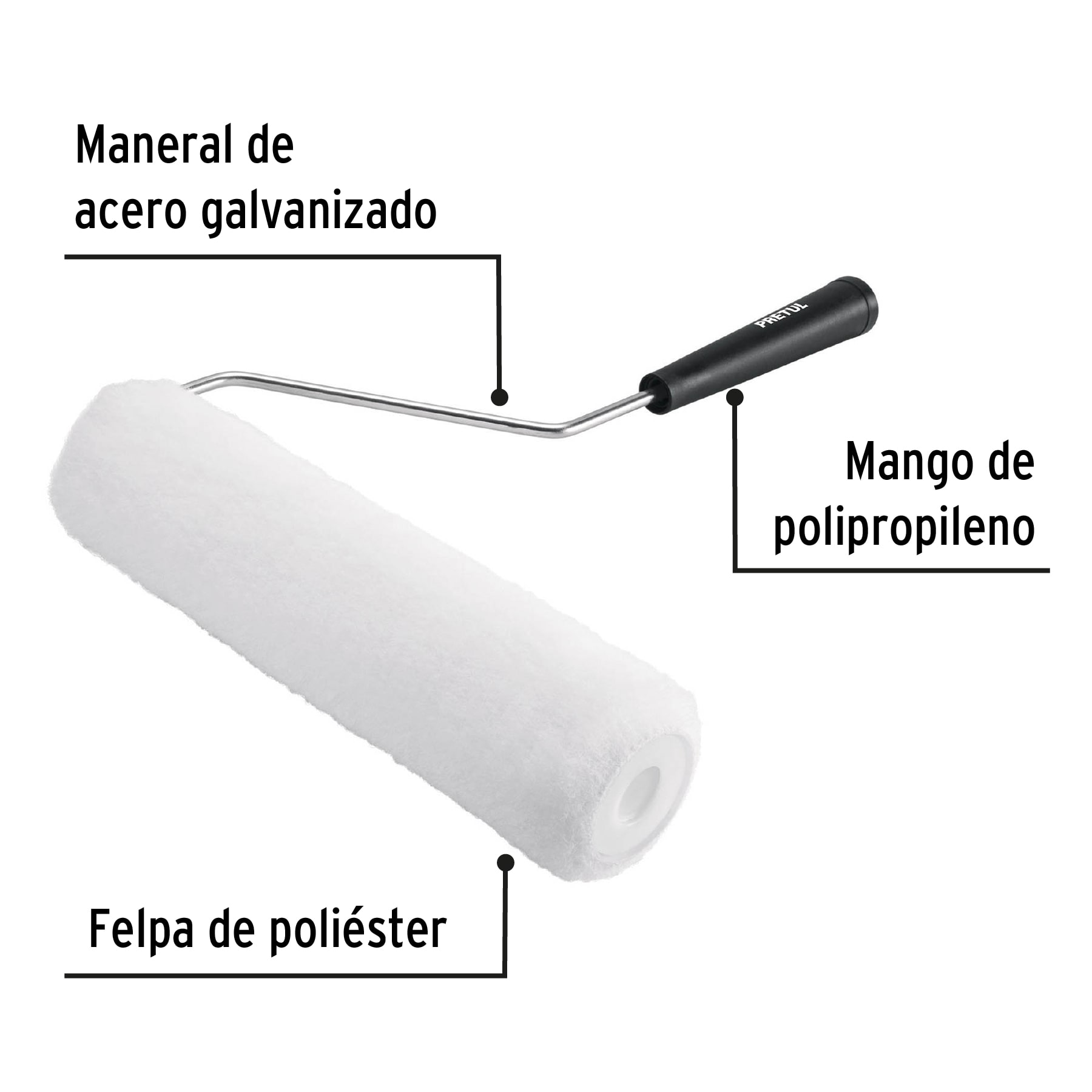 Rodillo para pintar de 9 pulgadas maneral y charola.