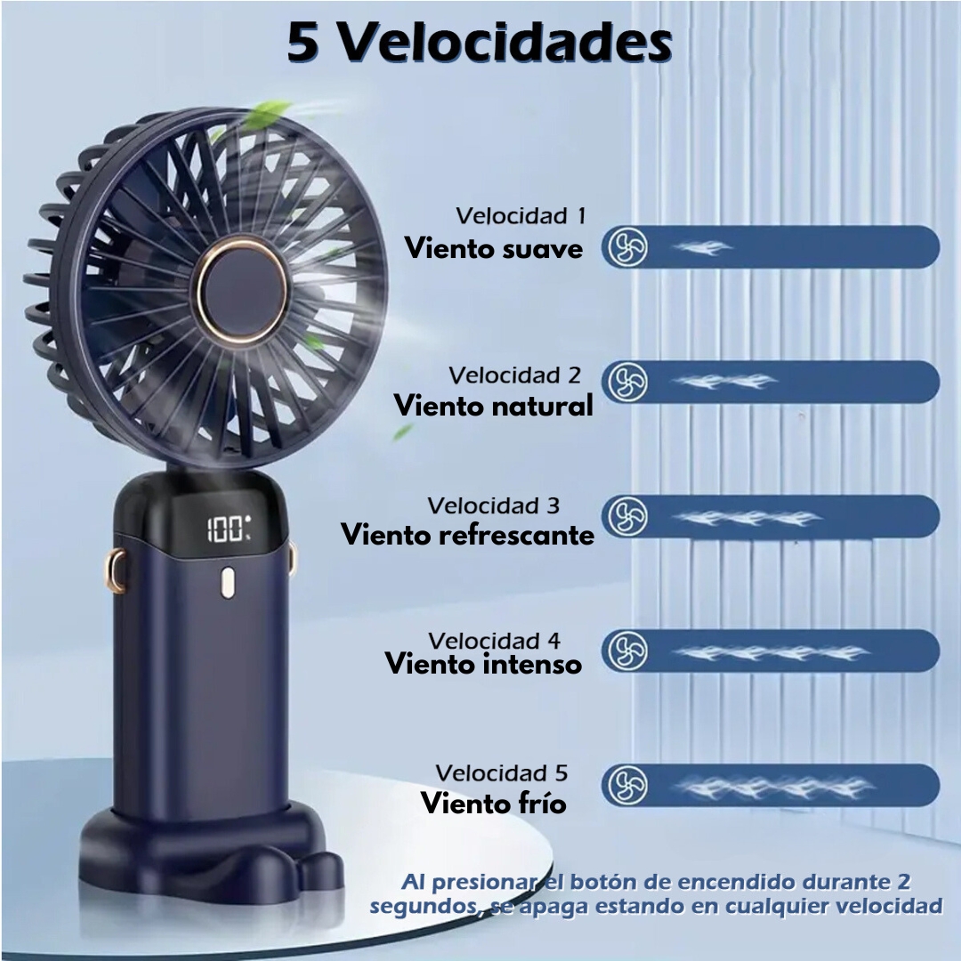 Mini Ventilador Torre Enfriador De Aire Portatil Turbo 5 Velocidades Ajustable Azul Oscuro.