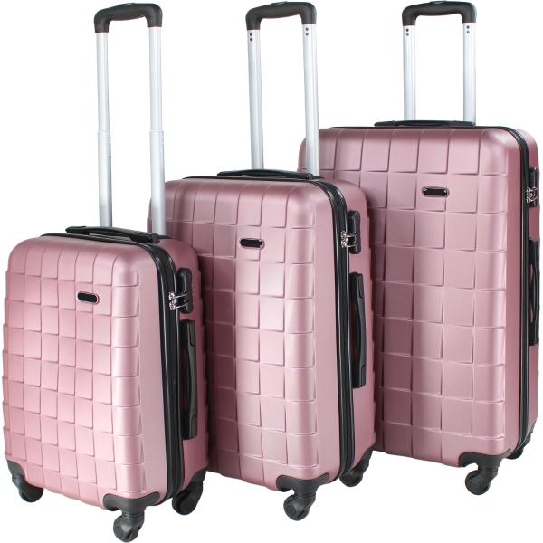 Juego Kit 3 Maletas Viaje Ultra Resistente 4 Ruedas 360 Rosa