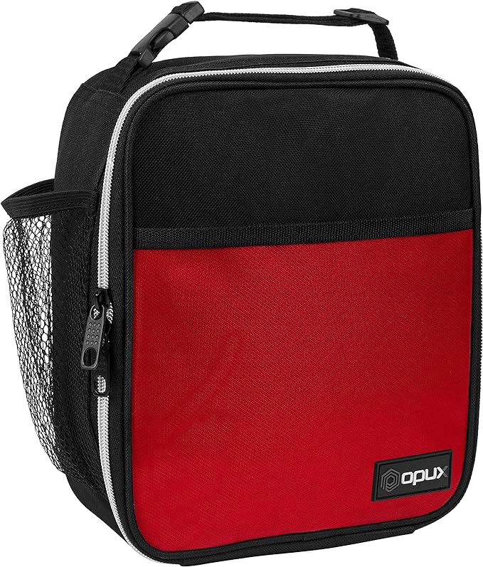 (Red) - Premium Thermal Insulated Mini Lunch Bag by OPUX Lunch Box For Boys, Girls, Kids, Adults, School, Office, Work Durable, Functional, Easy To Use Compact.