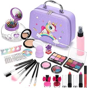 A AEGTVA Maquillaje para Niñas - Kit de Juguetes de Maquillaje Lavables para niñas  (Bolso Morado).