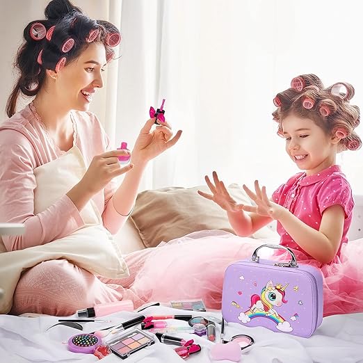 A AEGTVA Maquillaje para Niñas - Kit de Juguetes de Maquillaje Lavables para niñas  (Bolso Morado).