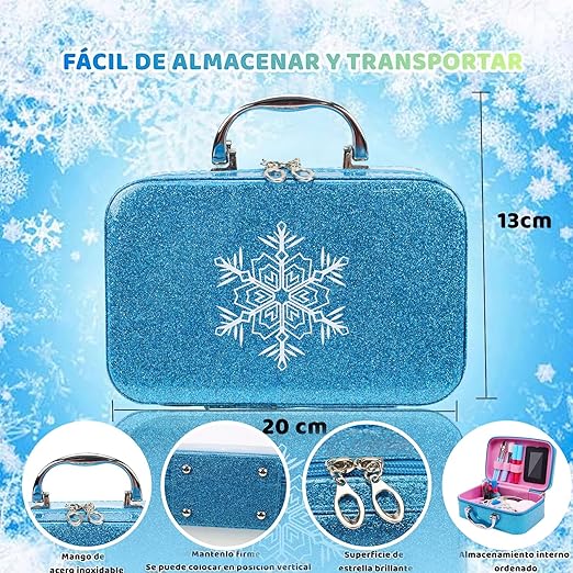 A Maquillaje para Niñas, Kit Maquillaje para Ninas de Simulación Seguro y No Tóxico, Set de Maquillaje para Nina Lavable, Cosmético de Juguete, Estuche de Cosméticos para Princesa, Regalo Niña de 4+Años.