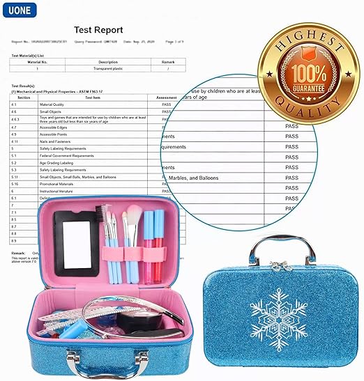 A Maquillaje para Niñas, Kit Maquillaje para Ninas de Simulación Seguro y No Tóxico, Set de Maquillaje para Nina Lavable, Cosmético de Juguete, Estuche de Cosméticos para Princesa, Regalo Niña de 4+Años.