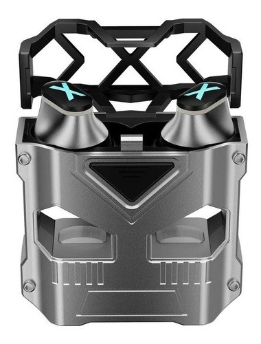 Audífonos in-ear gamer inalámbricos Novamos K89 Pro gris metalizado con luz rgb LED.