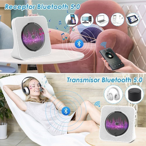 Reproductor De Cd Portátil Bluetooth Con Altavoces Música.