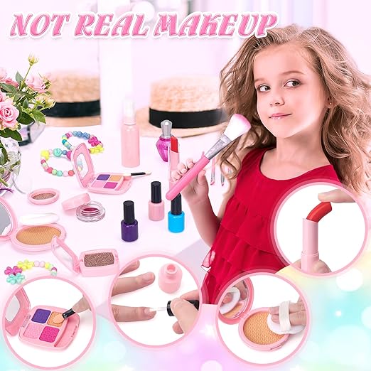 A EULRGAUS - Maquillaje para niños pequeños, kit de maquillaje para niñas, juego de maquillaje para niñas pequeñas, kit de maquillaje con bolsa de unicornio para niñas pequeñas.