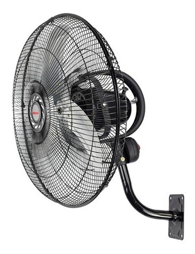 Ventilador Pared 18 Pulgadas Mytek 3196 Metálico/360° Oscil Estructura Negro Aspas Plateado.