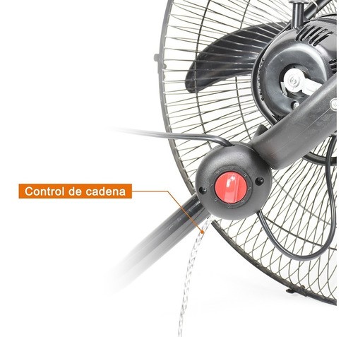 Ventilador Pared 18 Pulgadas Mytek 3196 Metálico/360° Oscil Estructura Negro Aspas Plateado.