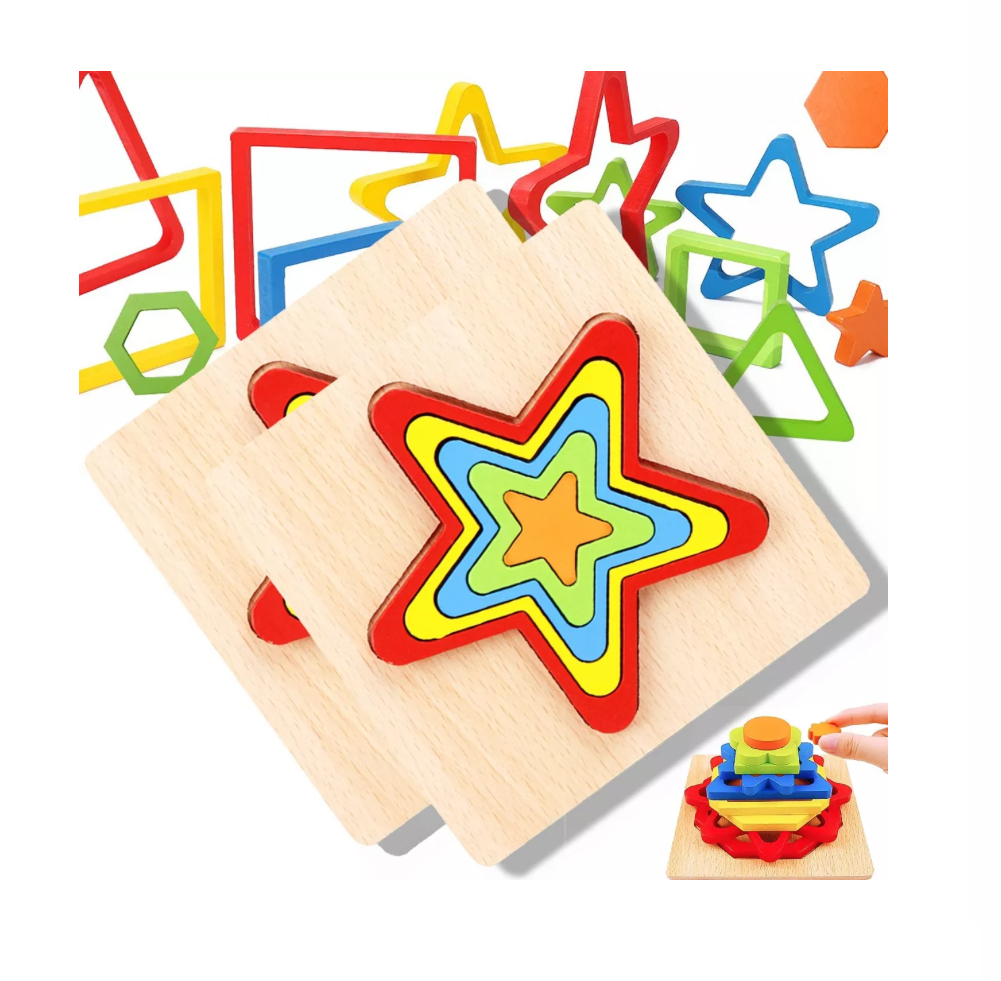 Juguete Montessori Rompecabezas Bloques De Madera Niños pentagono 2pzs.