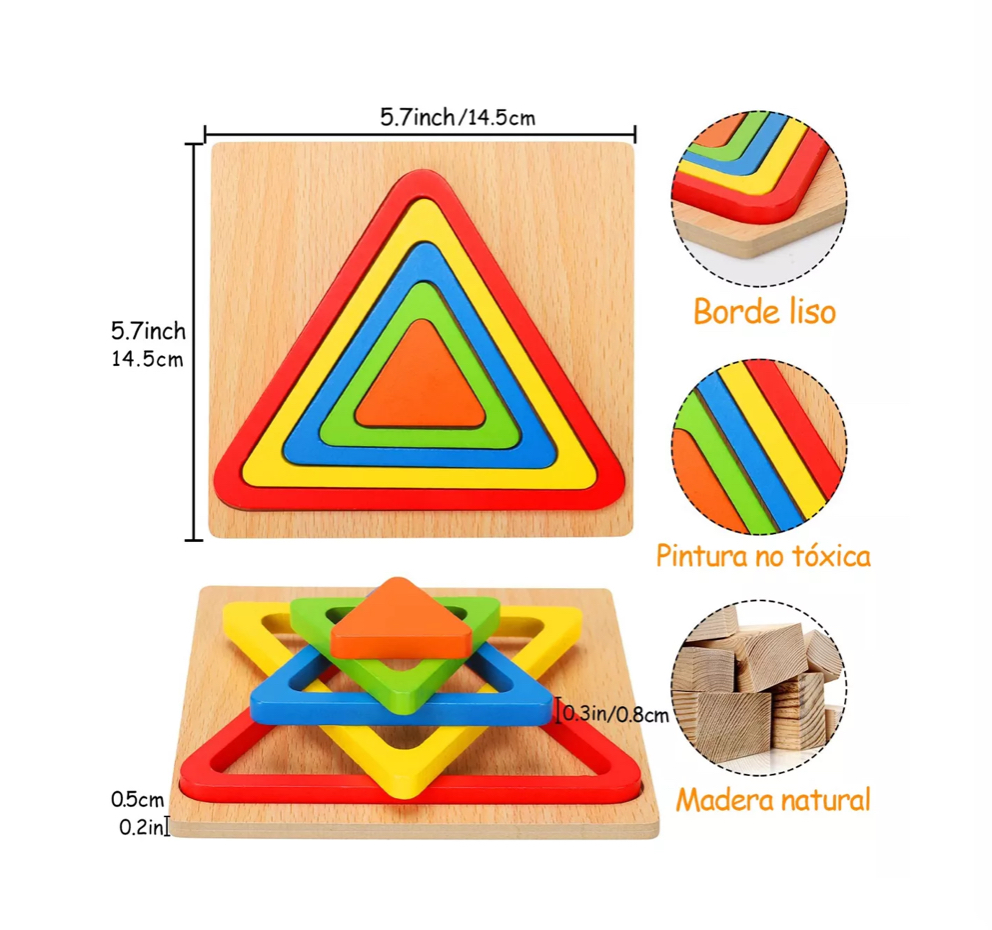 Juguete Montessori Rompecabezas Bloques De Madera Niños pentagono 2pzs.
