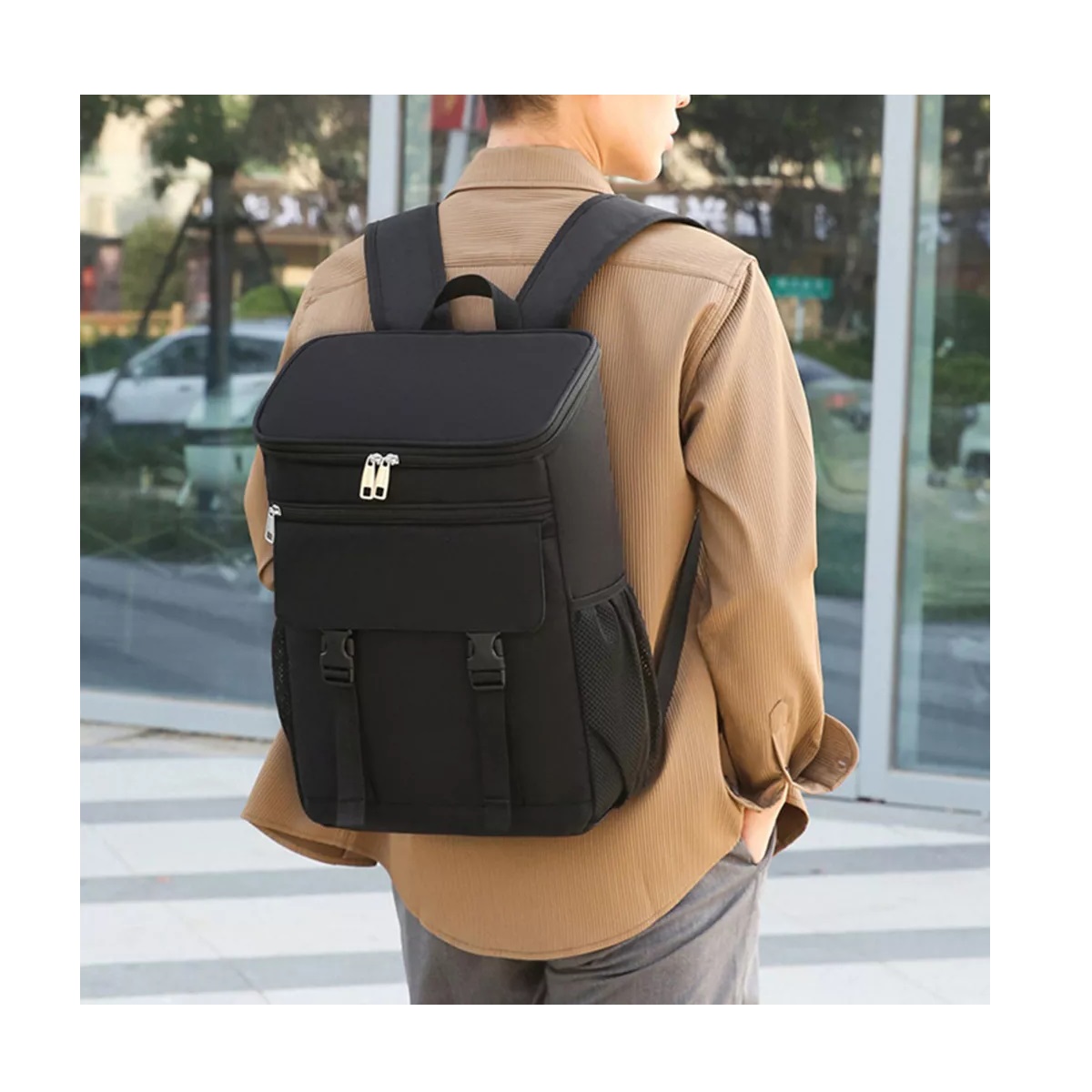 Mochila Nevera Portátil Para Picnics Mochila Más Fresca 30L Negro.