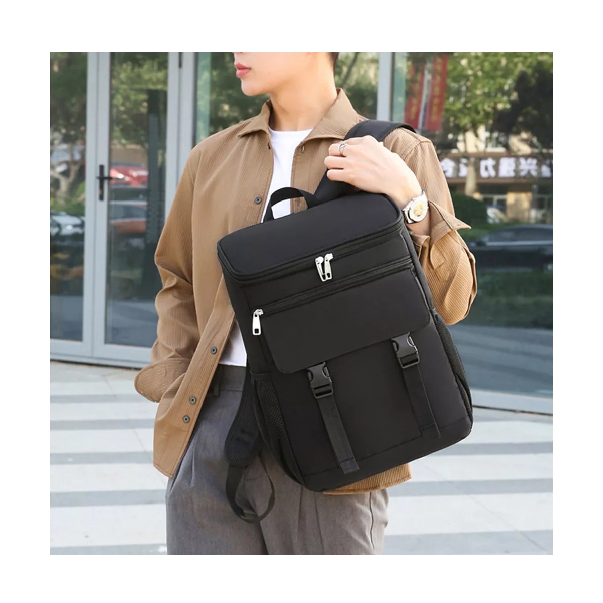 Mochila Nevera Portátil Para Picnics Mochila Más Fresca 30L Negro.