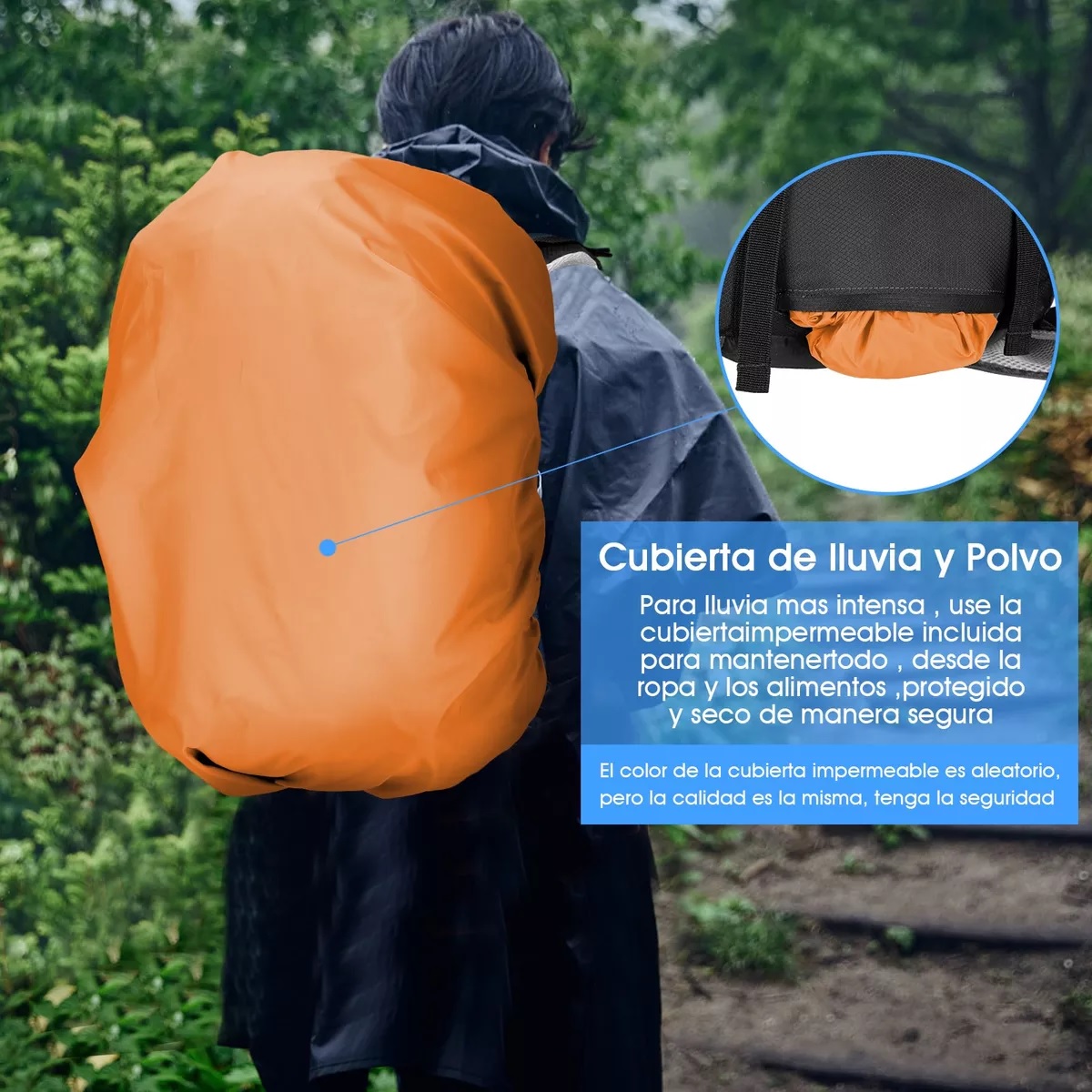 Mochila De Senderismo Impermeable Montañismo Camping 40l Negro.