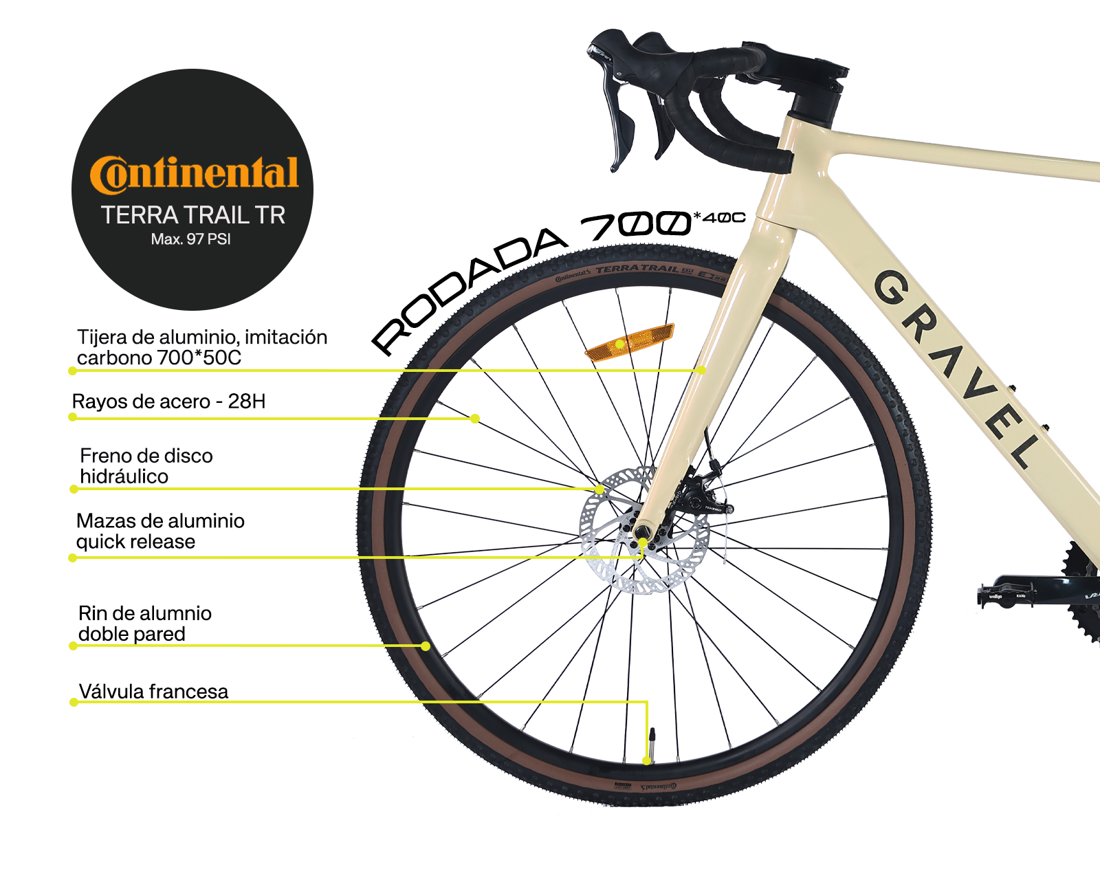 BICICLETA DE GRAVEL TUCSON R700 51 BEIGE.