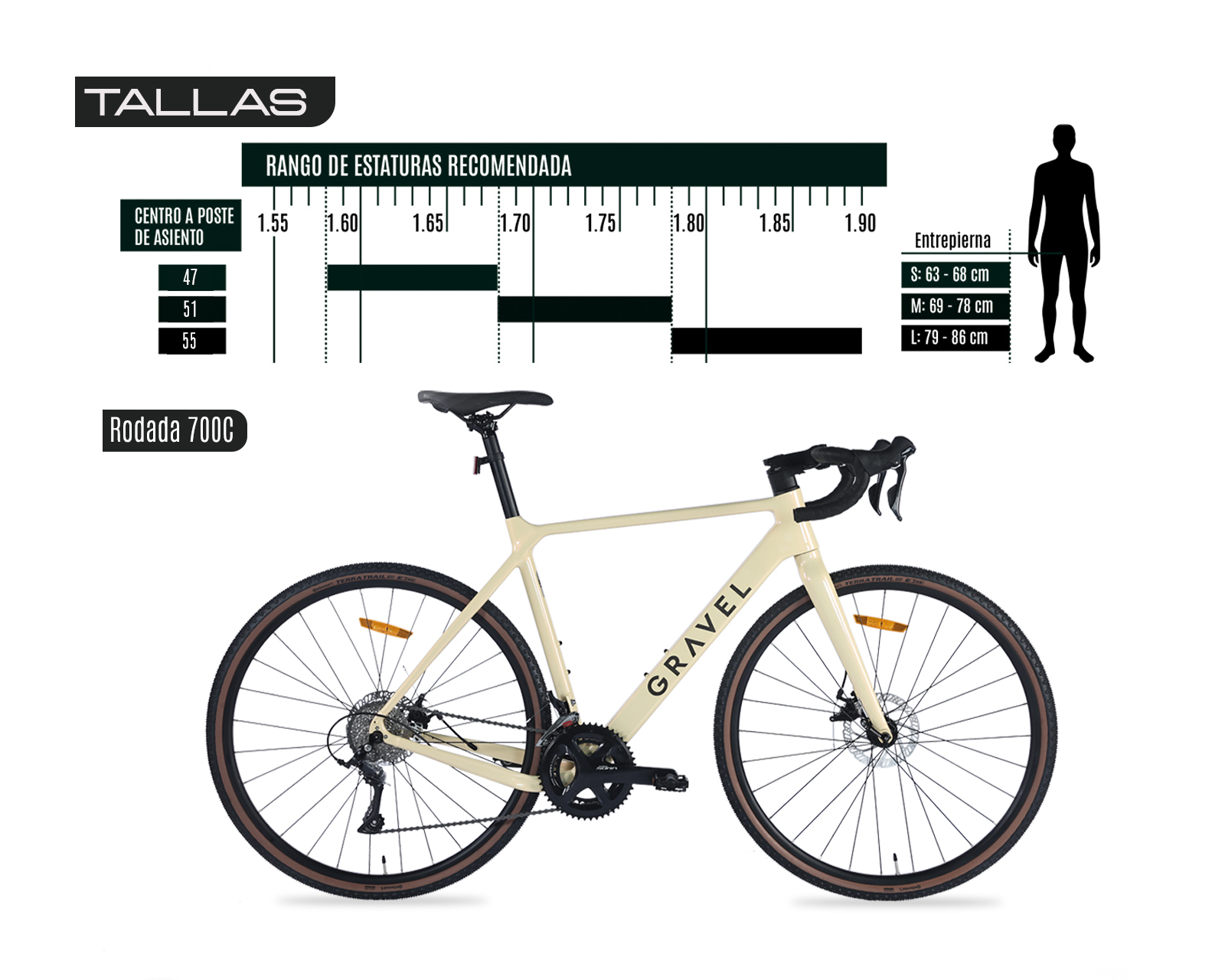 BICICLETA DE GRAVEL TUCSON R700 51 BEIGE.