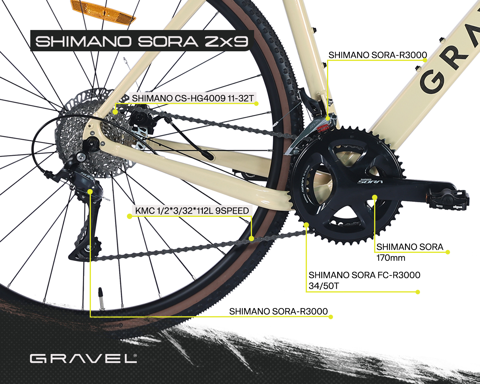 BICICLETA DE GRAVEL TUCSON R700 51 BEIGE.