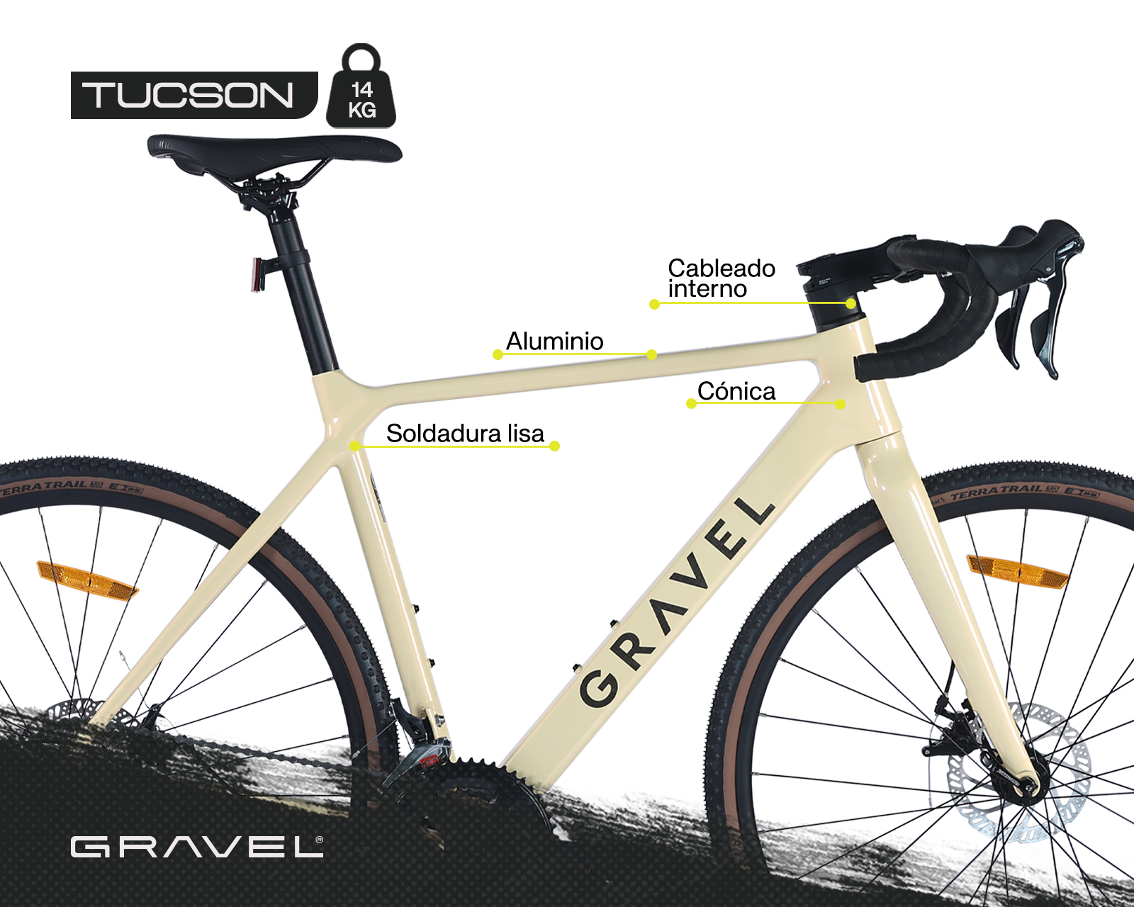 BICICLETA DE GRAVEL TUCSON R700 55 BEIGE .