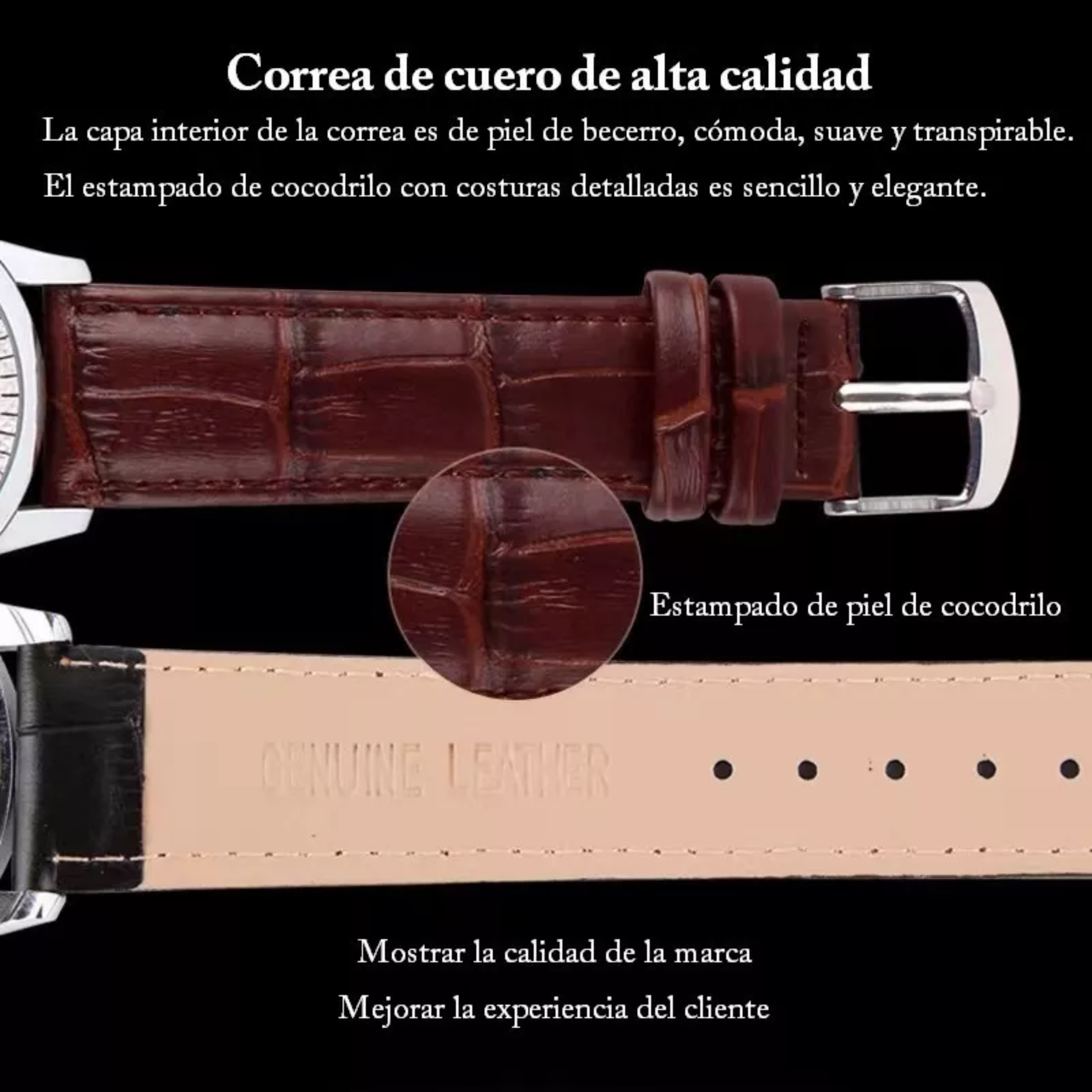 Reloj Original Para Hombre Elegante Negocios Correa De Cuero.