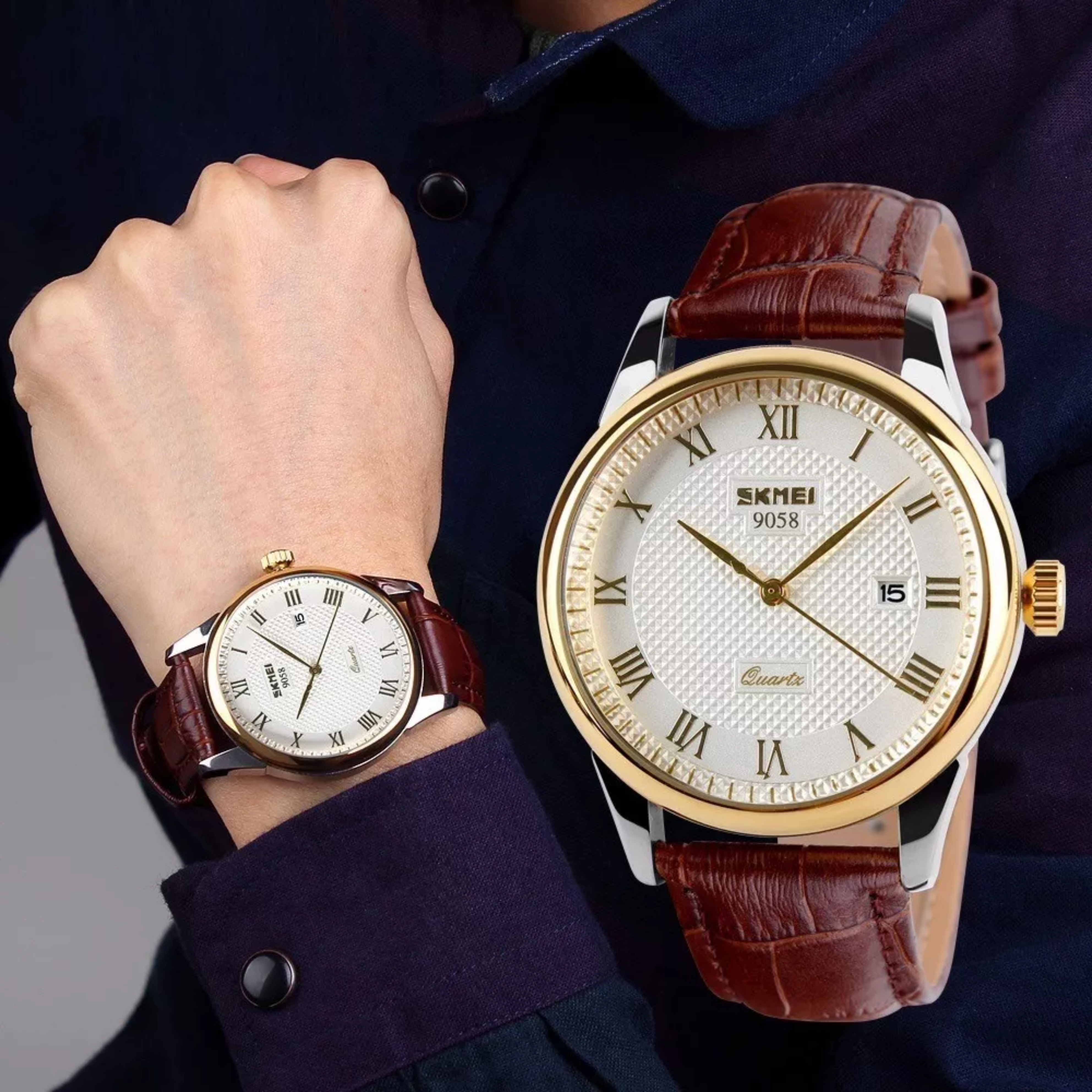 Reloj Original Para Hombre Elegante Negocios Correa De Cuero.