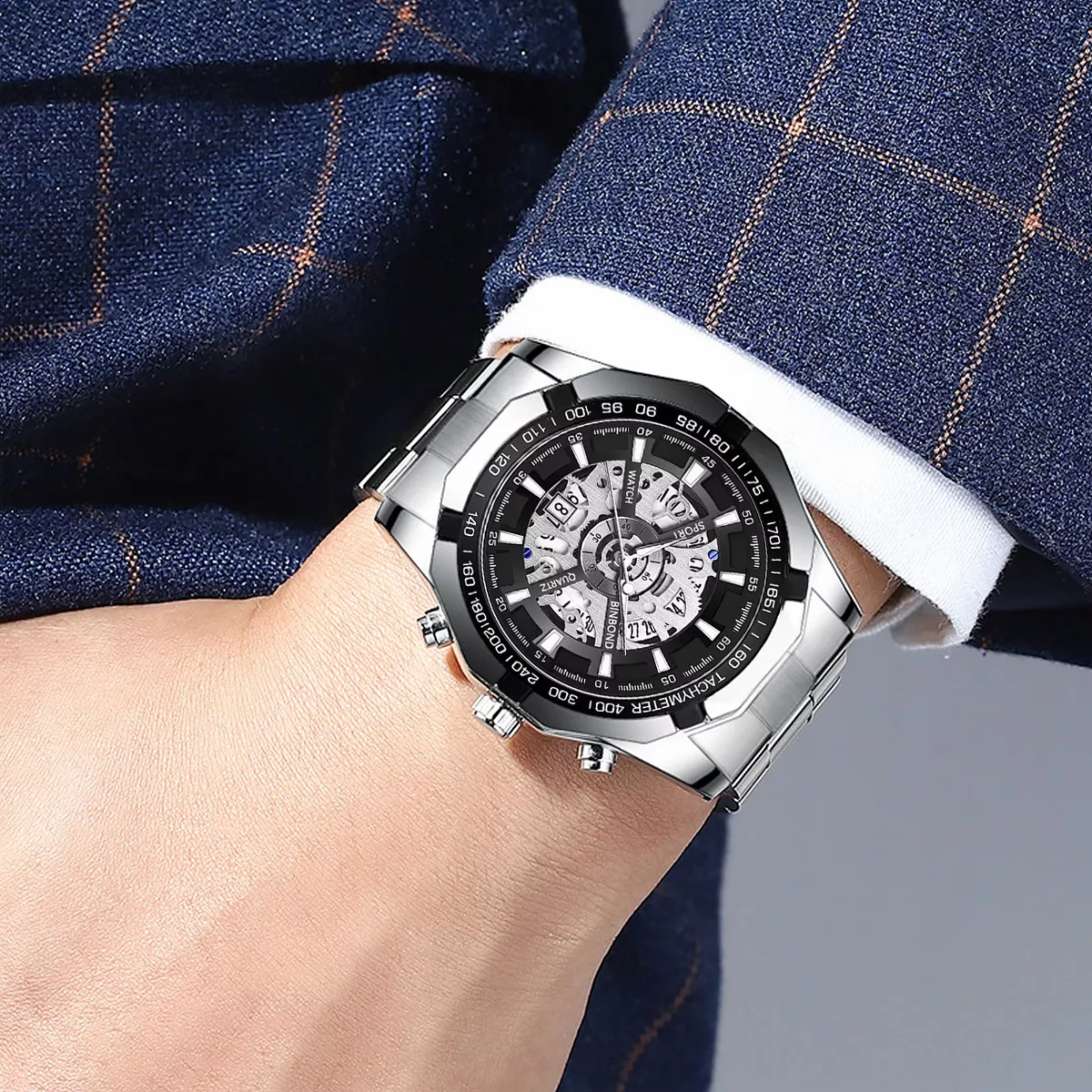 Reloj Nuevo Original Correa Acero Luminoso Metálica Hombre.