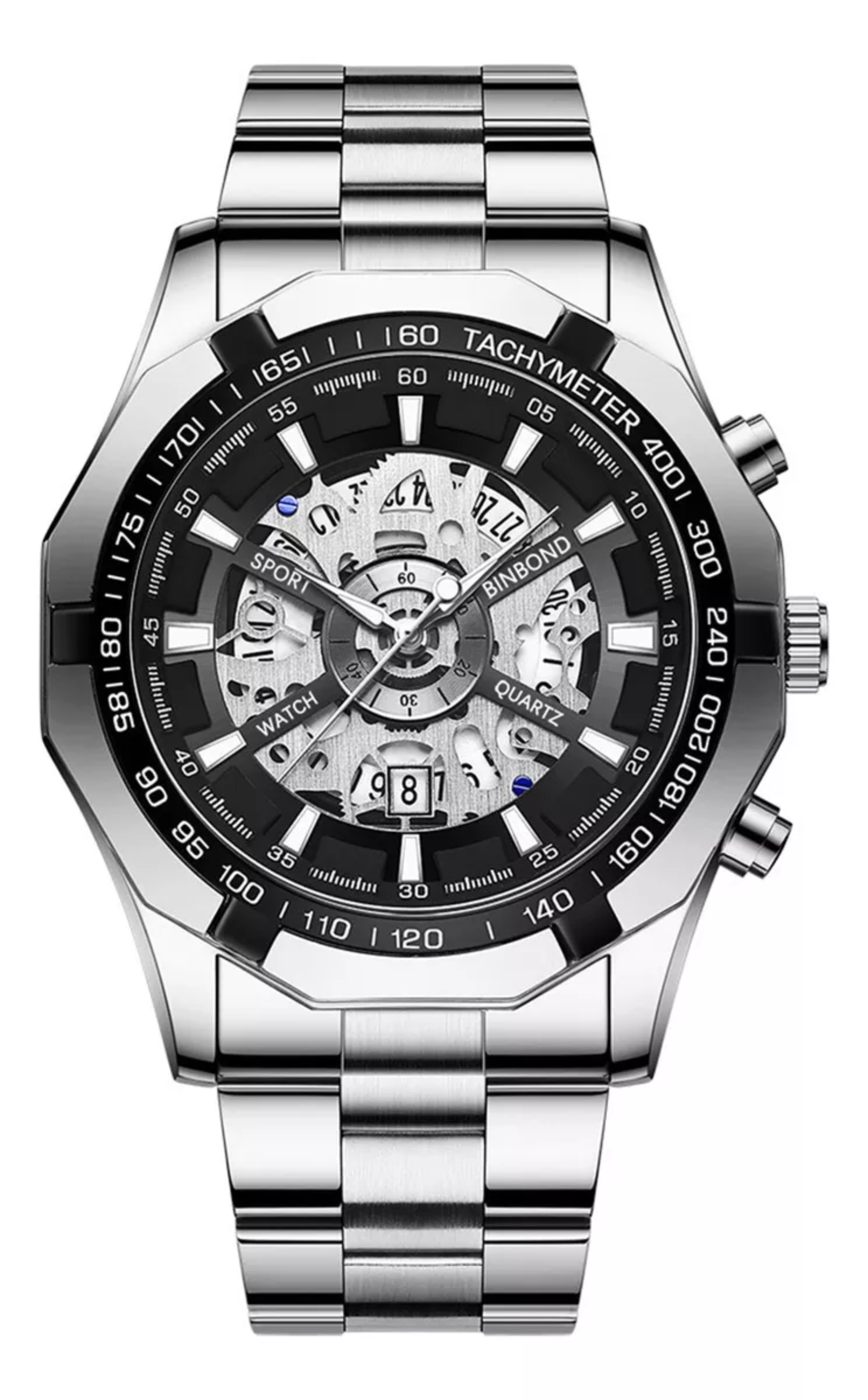 Reloj Nuevo Original Correa Acero Luminoso Metálica Hombre.