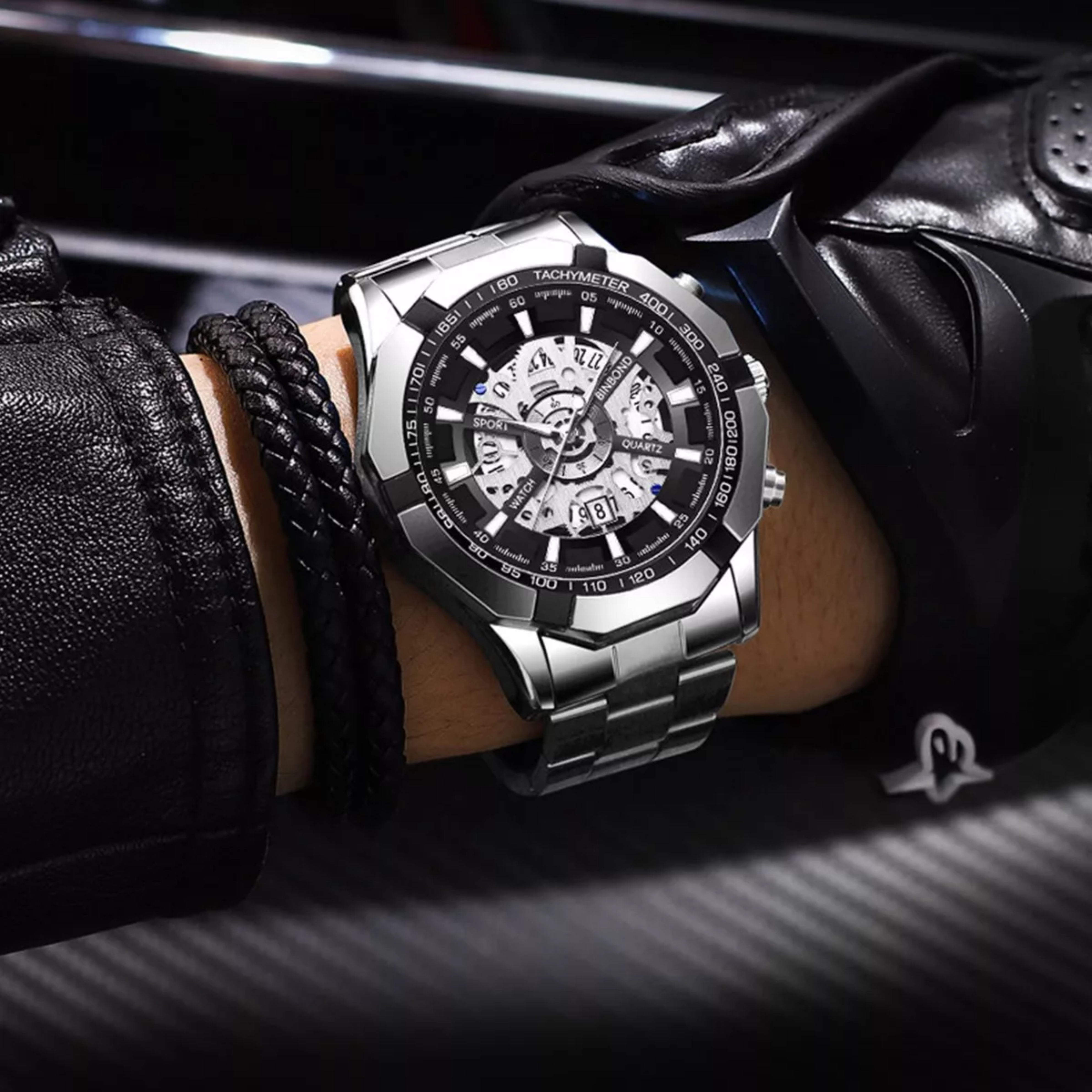 Reloj Nuevo Original Correa Acero Luminoso Metálica Hombre.