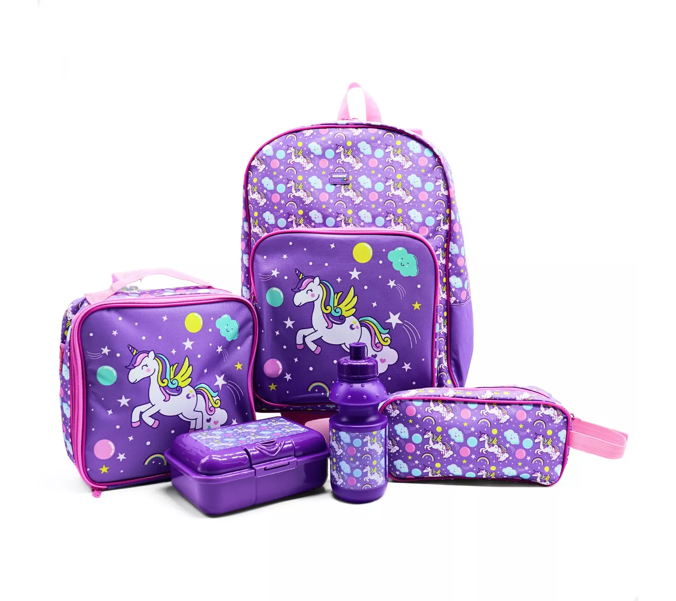 ML Mochila Escolar  Kids Con Ruedas Set De 5 Piezas Infantil Unicornio Lonchera Con Porta Lunch.