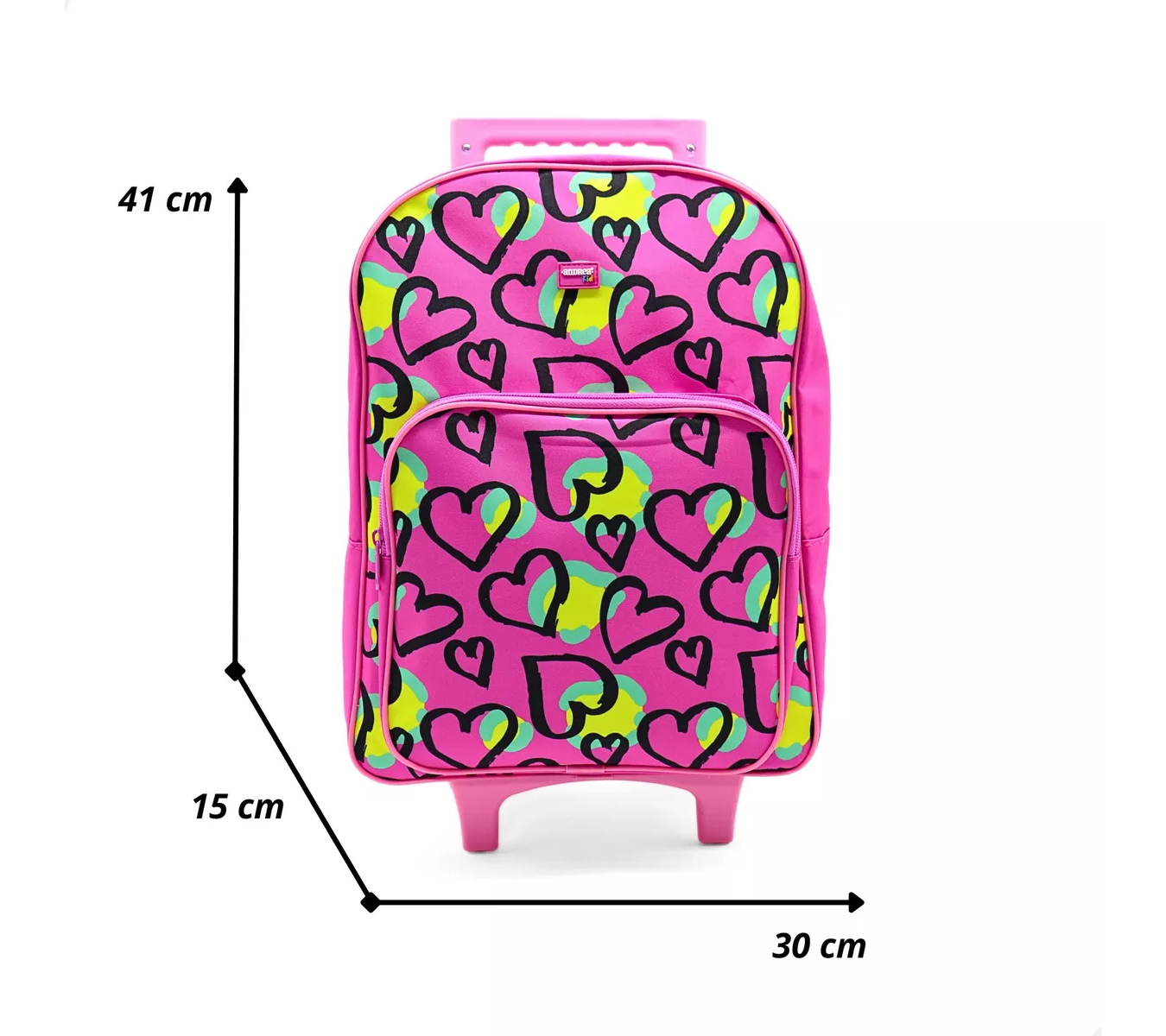 ml Mochila Escolar Kids Scratch Hearts Set Completo De 5 Piezas Backpack De Rueditas Y Porta Lunch Fucsia.