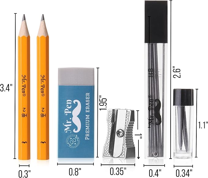 A Mr. Pen - Juego de geometría profesional, 15 piezas, kit de geometría para artistas y estudiantes, conjunto de geometría, reglas y brújulas, herramientas de dibujo, suministros de dibujo.