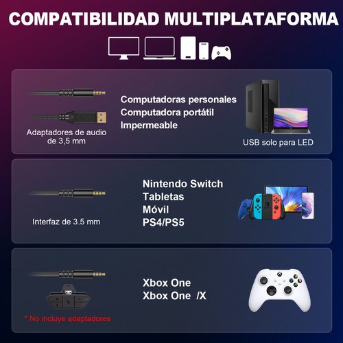 Auriculares Para Juegos Con Cancelación De Ruido Krysenix Color Blanco Luz Verde Claro.