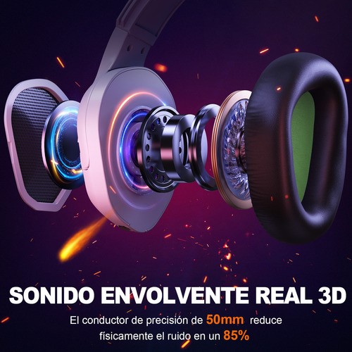 Auriculares Para Juegos Con Cancelación De Ruido Krysenix Color Blanco Luz Verde Claro.