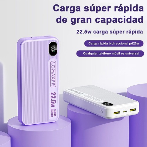 Power Bank 20000 Mah Batería Portátil Carga Rápida De 22,5w Negro.