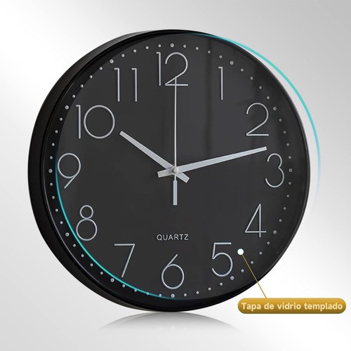 Reloj De Pared 3d Minimalista Moderno Negro Grande Decorativo.