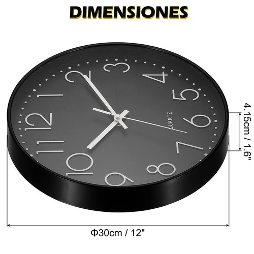 Reloj De Pared 3d Minimalista Moderno Negro Grande Decorativo.